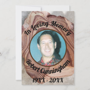 In Loving Memory Petrified Wood Photo Memorial  Invitation