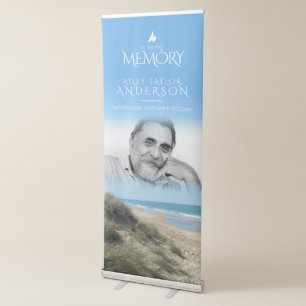In loving memory photo beach funeral banner