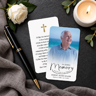 In Loving Memory Photo Bookmark Prayer Card