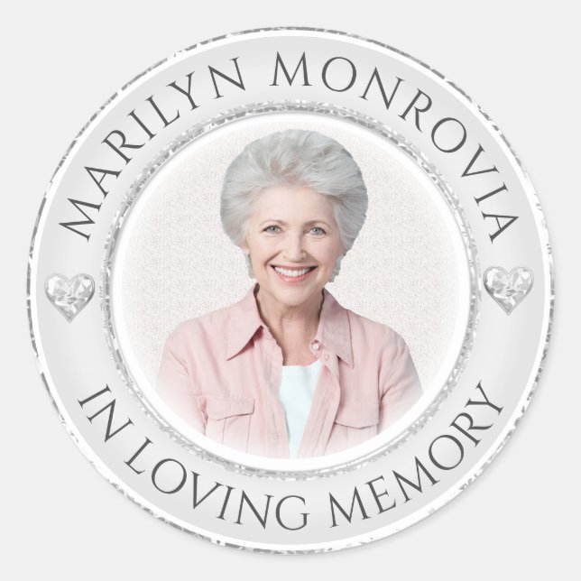 In Loving Memory Photo Classic Round Sticker (Front)