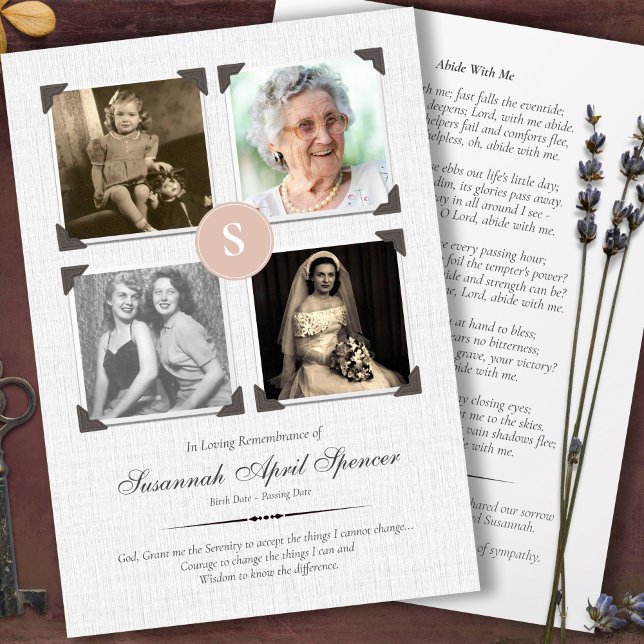 In Loving Memory Photo Collage Funeral Card (Celebration of Life, In loving memory, forever in our hearts, photo collage funeral thank you card)