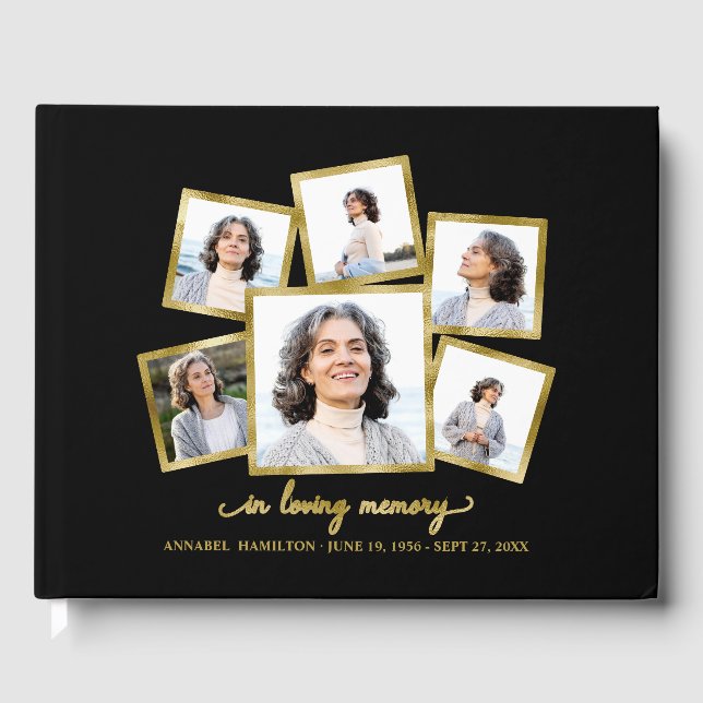 In Loving Memory Photo Collage Memorial or Funeral Guest Book (Front)