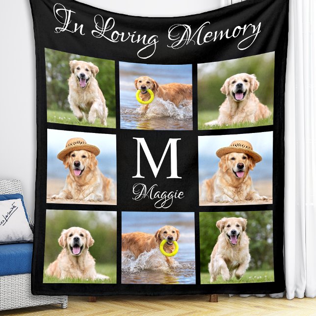 In Loving Memory Photo Collage Pet Memorial Fleece Blanket (Creator Uploaded)