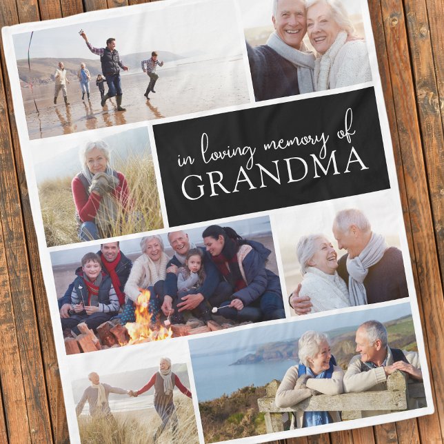 In Loving Memory Photo Collage Sympathy Fleece Blanket (Creator Uploaded)