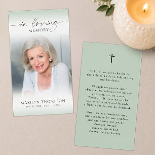 In Loving Memory Photo Cross Sympathy Prayer Card