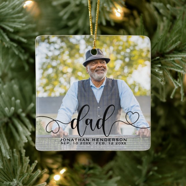 In Loving Memory Photo Dad Ceramic Ornament (Tree)