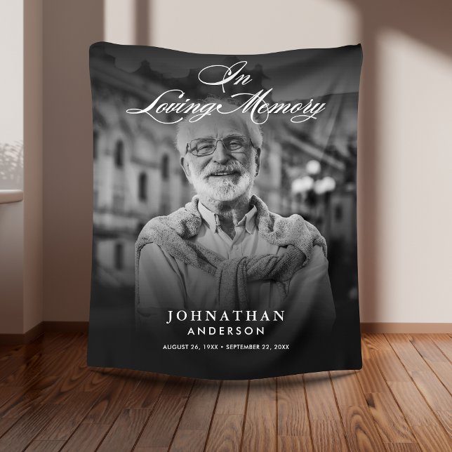 In Loving Memory Photo Elegant Script Fleece Blanket (Creator Uploaded)