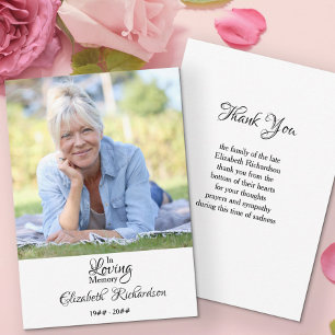 In Loving Memory Photo Elegant Script Funeral Thank You Card