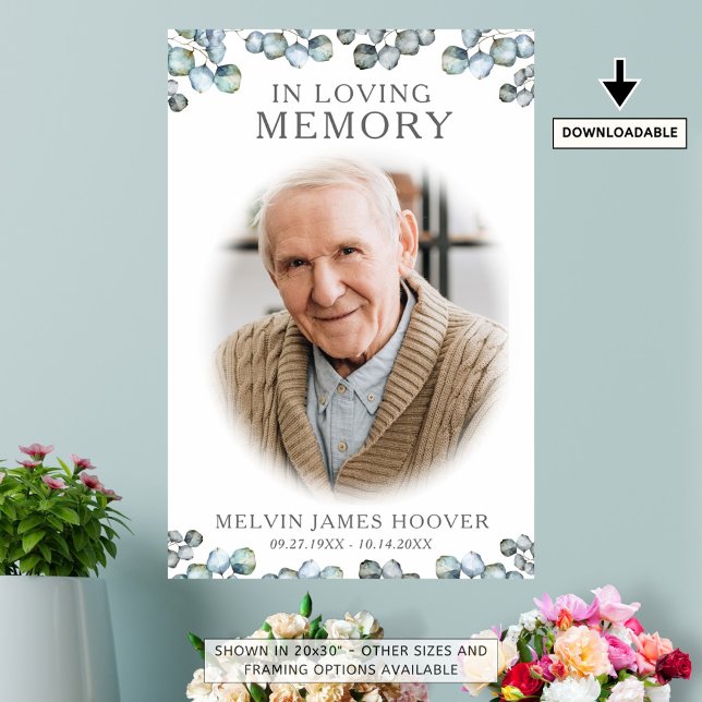 In Loving Memory Photo Eucalyptus Greenery Poster (Creator Uploaded)