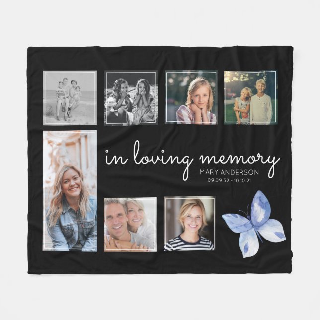 In Loving Memory Photo Family Memorial Fleece Blanket (Front (Horizontal))