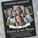 In Loving Memory Photo Fleece Blanket<br><div class="desc">Personalised memorial blanket featuring 6 treasured pictures of your beloved one, the remembrance text "forever in our hearts", a sympathy quote that reads "when tomorrow starts without me, don't think we're far apart, for everytime you think of me, I'm right here in your heart", their name, and their birth/death date....</div>