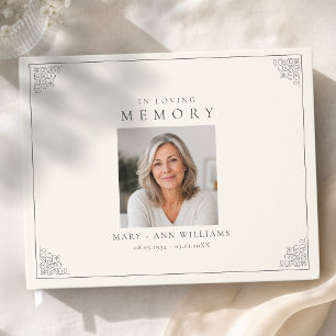 In Loving Memory Photo Funeral Beige Guest Book
