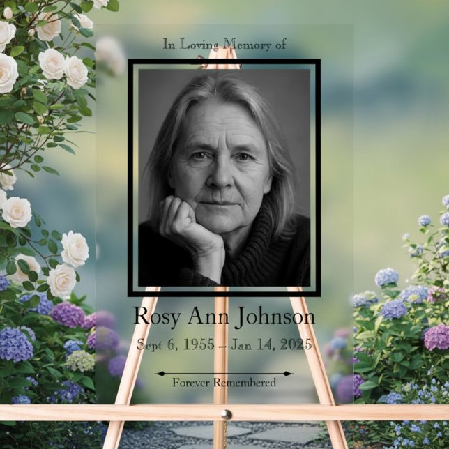 In Loving Memory Photo Funeral Memorial Board Acrylic Sign (Creator Uploaded)
