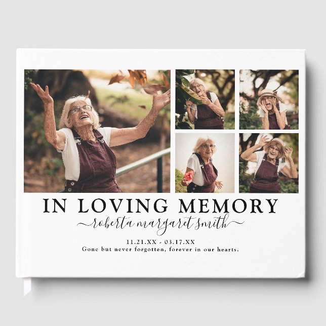 In Loving Memory Photo Funeral Memorial Guest Book (Front)