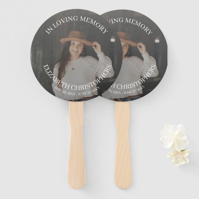 In Loving Memory Photo Funeral Memorial Hand Fan (Front and Back)