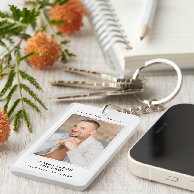 In Loving Memory Photo Funeral Memorial Keepsake Key Ring (Front Right)