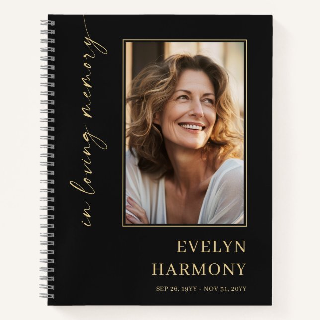 In Loving Memory Photo Funeral Memorial Notebook (Front)