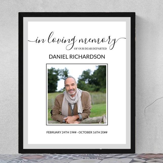 In Loving Memory Photo Funeral Memorial Poster (Funeral memorial poster to order professionally printed or as a printable digital download)