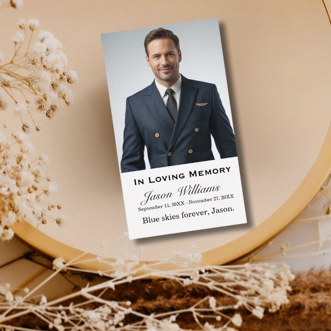 In Loving Memory Photo Funeral Memorial Prayer Business Card (Creator Uploaded)