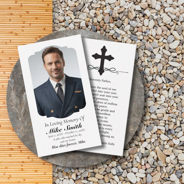 In Loving Memory Photo Funeral Memorial Prayer Business Card (Creator Uploaded)