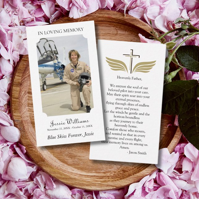 In Loving Memory Photo Funeral Memorial Prayer Business Card (Creator Uploaded)