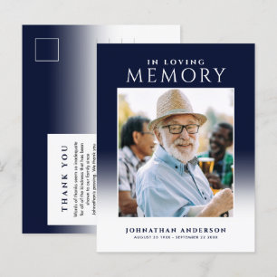In Loving Memory Photo Funeral/Memorial Thank You Postcard