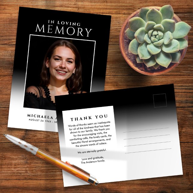 In Loving Memory Photo Funeral/Memorial Thank You Postcard (Creator Uploaded)