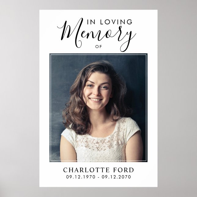 In Loving Memory Photo Funeral Memorial Welcome Poster (Front)