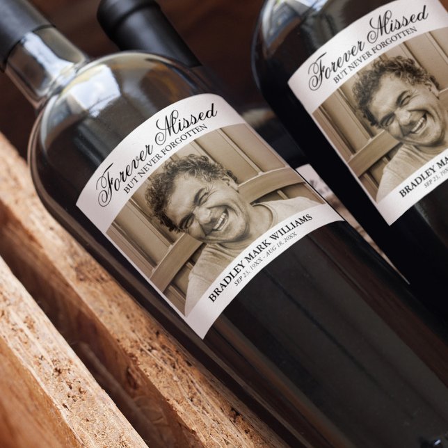 In Loving Memory Photo Funeral Memorial Wine Label (Creator Uploaded)