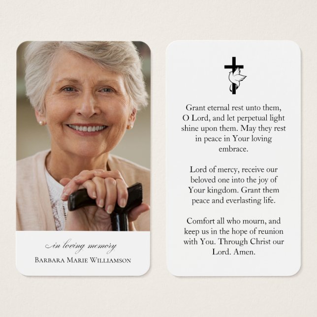 In Loving Memory Photo Funeral Prayer Card (Front & Back)