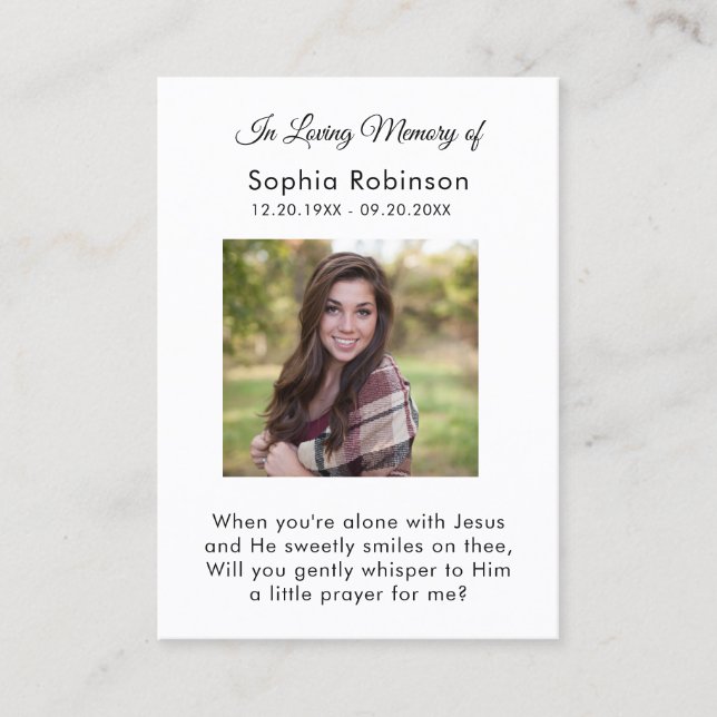 In Loving Memory Photo Funeral Prayer Card (Front)