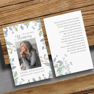 In Loving Memory   Photo Funeral Prayer Card