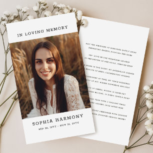 In Loving Memory Photo Funeral Prayer Card