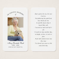 In Loving Memory Photo Funeral Prayer Card