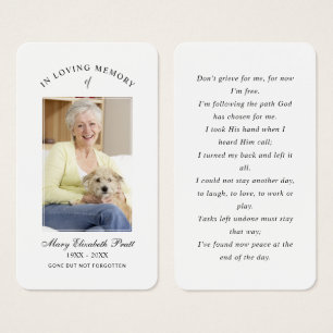 In Loving Memory Photo Funeral Prayer Card