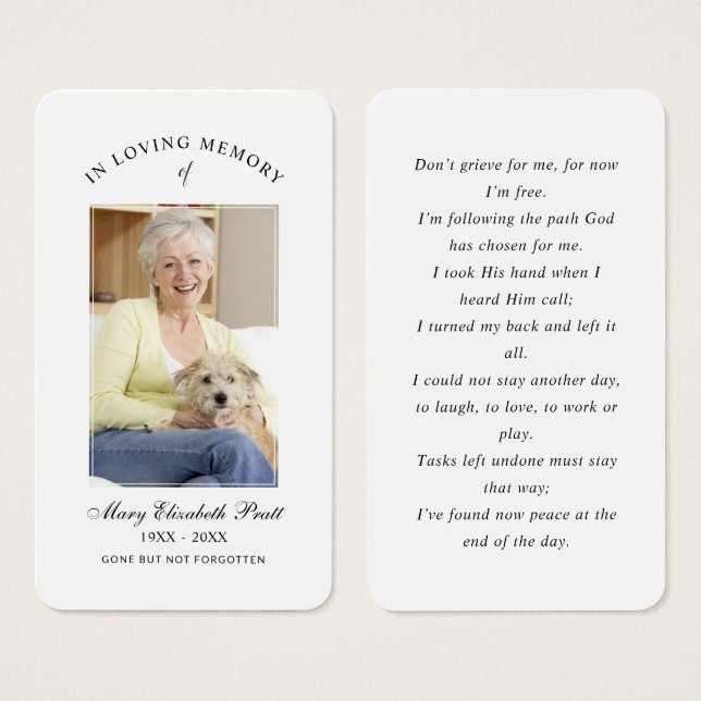 In Loving Memory Photo Funeral Prayer Card (Front & Back)