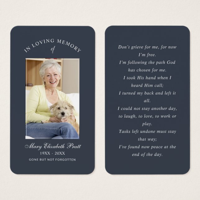 In Loving Memory Photo Funeral Prayer Card (Front & Back)