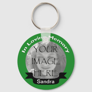 In Loving Memory Photo Green Key Chain