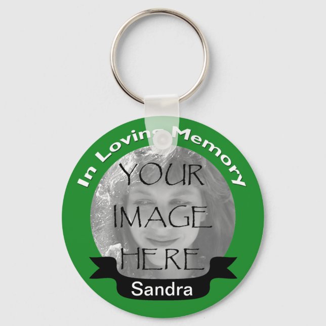 In Loving Memory Photo Green Key Chain (Front)