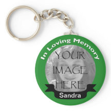 In Loving Memory Photo Green Key Chain