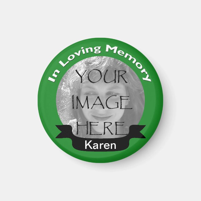 In Loving Memory Photo Green Magnet (Front)