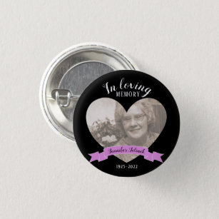 In loving memory photo heart name button/badge 3 cm round badge