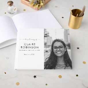 In Loving Memory Photo Heart Script Funeral Classy Guest Book