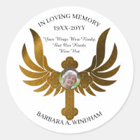 In Loving Memory Photo Keepsake Cross with Wings C