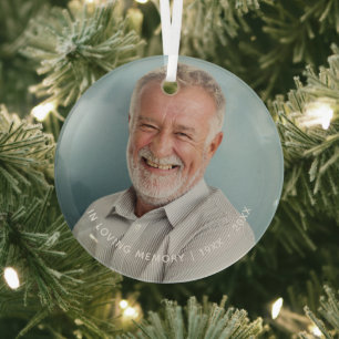 In Loving Memory Photo Keepsake Glass Tree Decoration