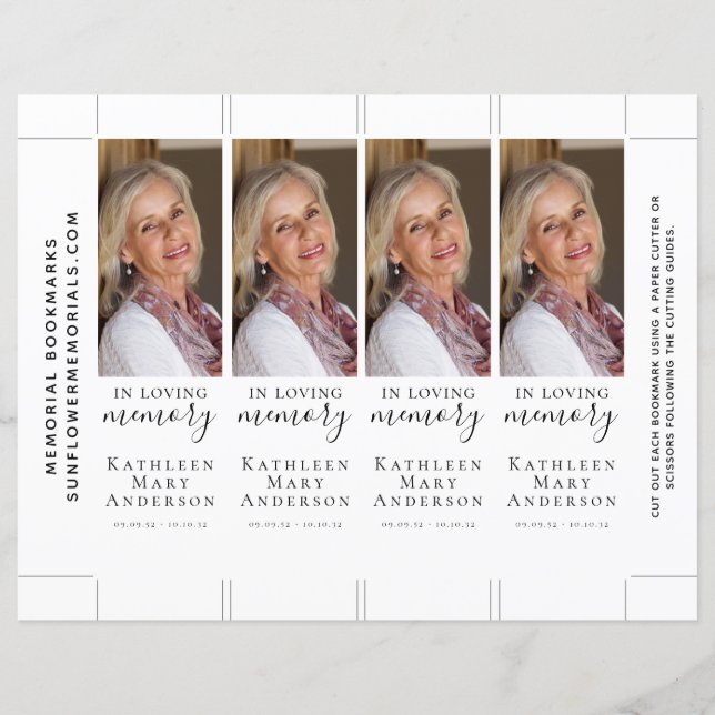 In Loving Memory Photo Memorial Bookmark (Front)