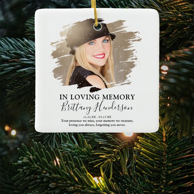 In Loving Memory | Photo Memorial Christmas Ceramic Ornament (Creator Uploaded)
