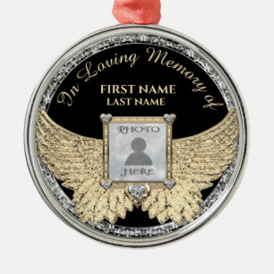 In Loving Memory Photo Memorial Diamond Look Meta Metal Tree Decoration