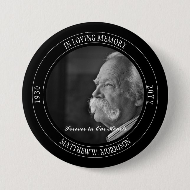 In Loving Memory Photo Memorial | Funeral Black 7.5 Cm Round Badge (Front)