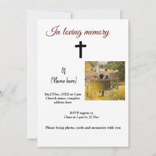 in loving memory photo memorial funeral invitation